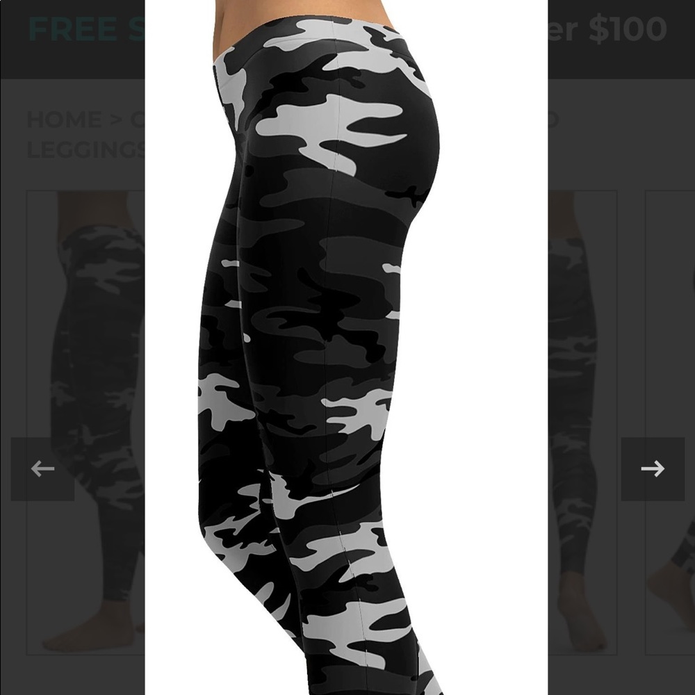 GEARBUNCH Women’s Dark Grey Camo Printed Athletic Leggings Sz S